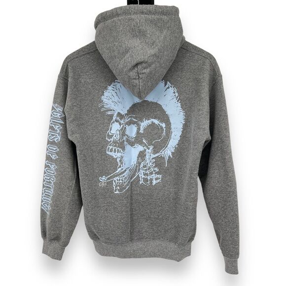 Gifts of Fortune Reign Gray Thunderstorm Skull Hoodie Men's S - Picture 2 of 8
